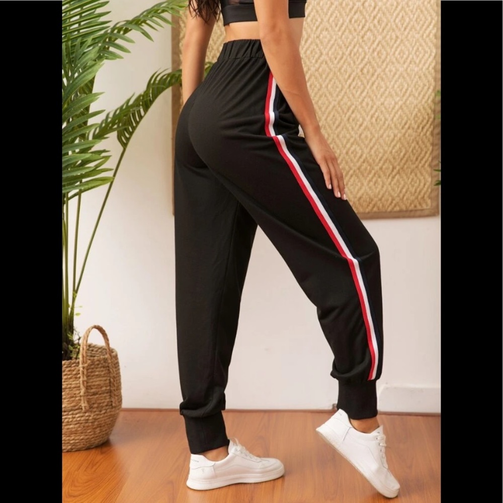 Athletic Comfortable Striped Drawstring Joggers/Sweatpants - Picture 4 of 5